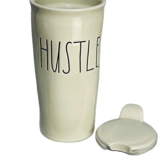 RAE DUNN ARTISAN COLLECTION by MAGENTA "HUSTLE" Travel Mug Covered Tumbler NEW - Picture 7 of 9